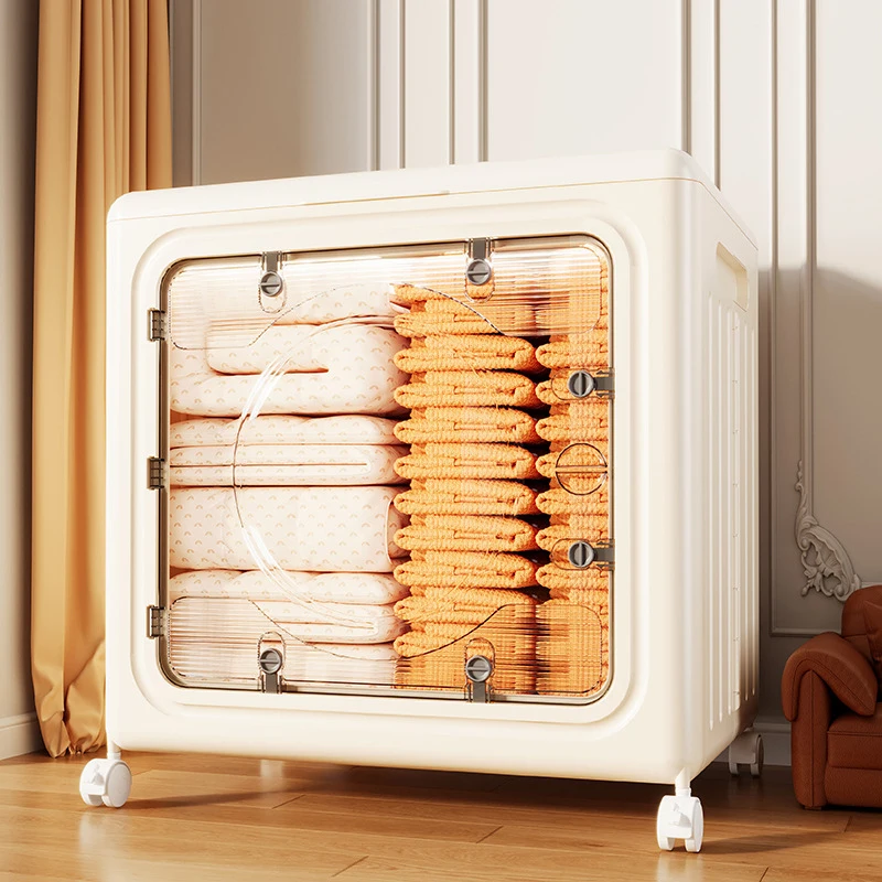 

Складной контейнер для хранения, с двойными дверцами, откидной крышкой, большой вместимостью, на колесиках, для одежды, одеял, постельного белья