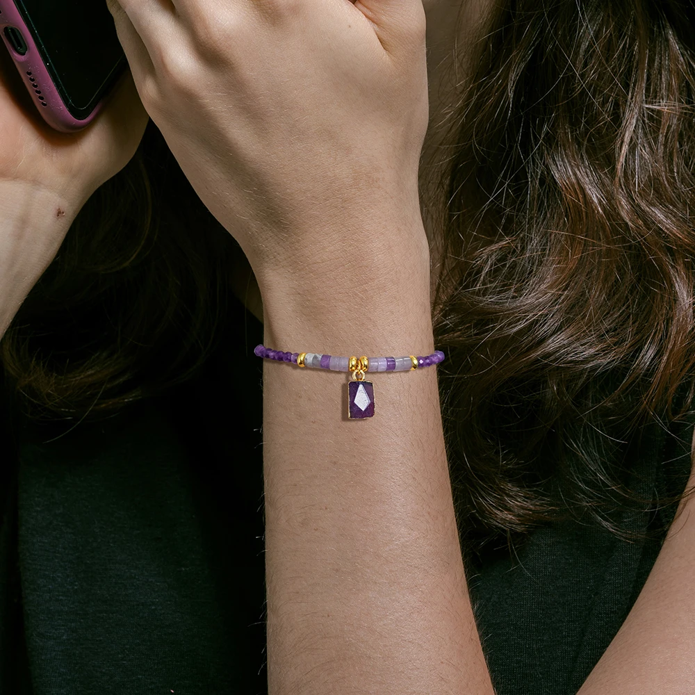 Natural Aventurine Stone Bracelet For Women Men Jades Rectangle Gems Charm Bracelet Fashion Chain Bangles Female Jewelry Gift