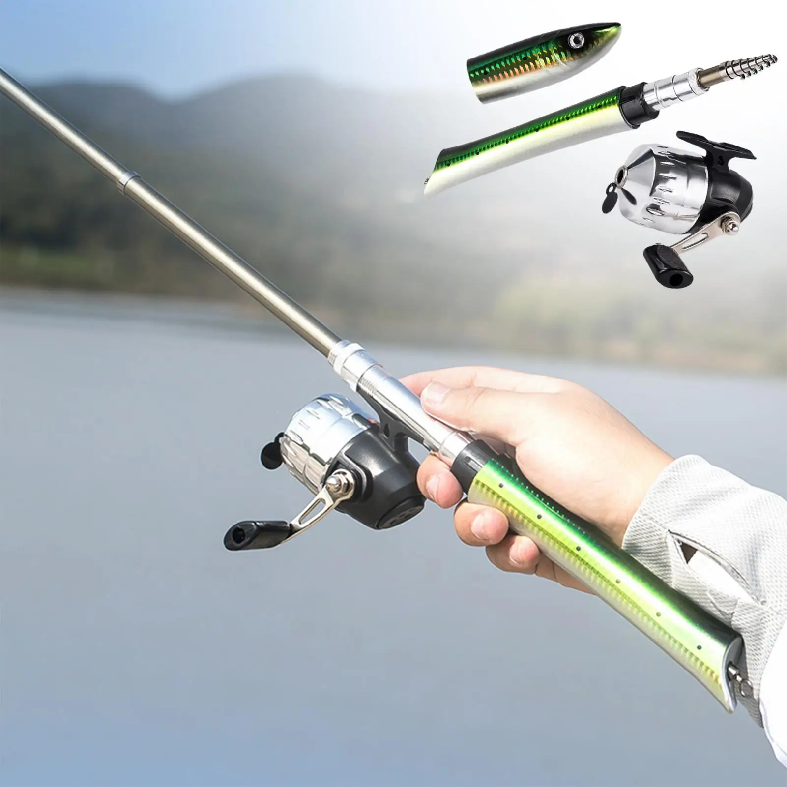 

Telescopic Fishing Rod Spin Reel Fish-shaped Portable Rod Fishing Rod With Spin Reel Comfortable Handle Foldable Fishing Rod Pen