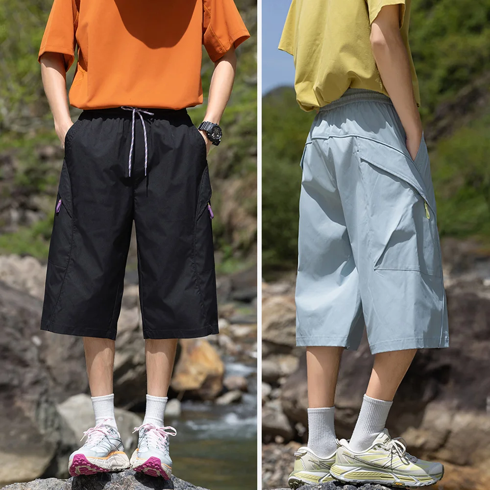 Herren Damen Sommer Outdoor Wandern Lose Lässige Mode Wadenlange Sport Cargo-Shorts Hosen Streetwear Hosen Jogger Trainingshosen