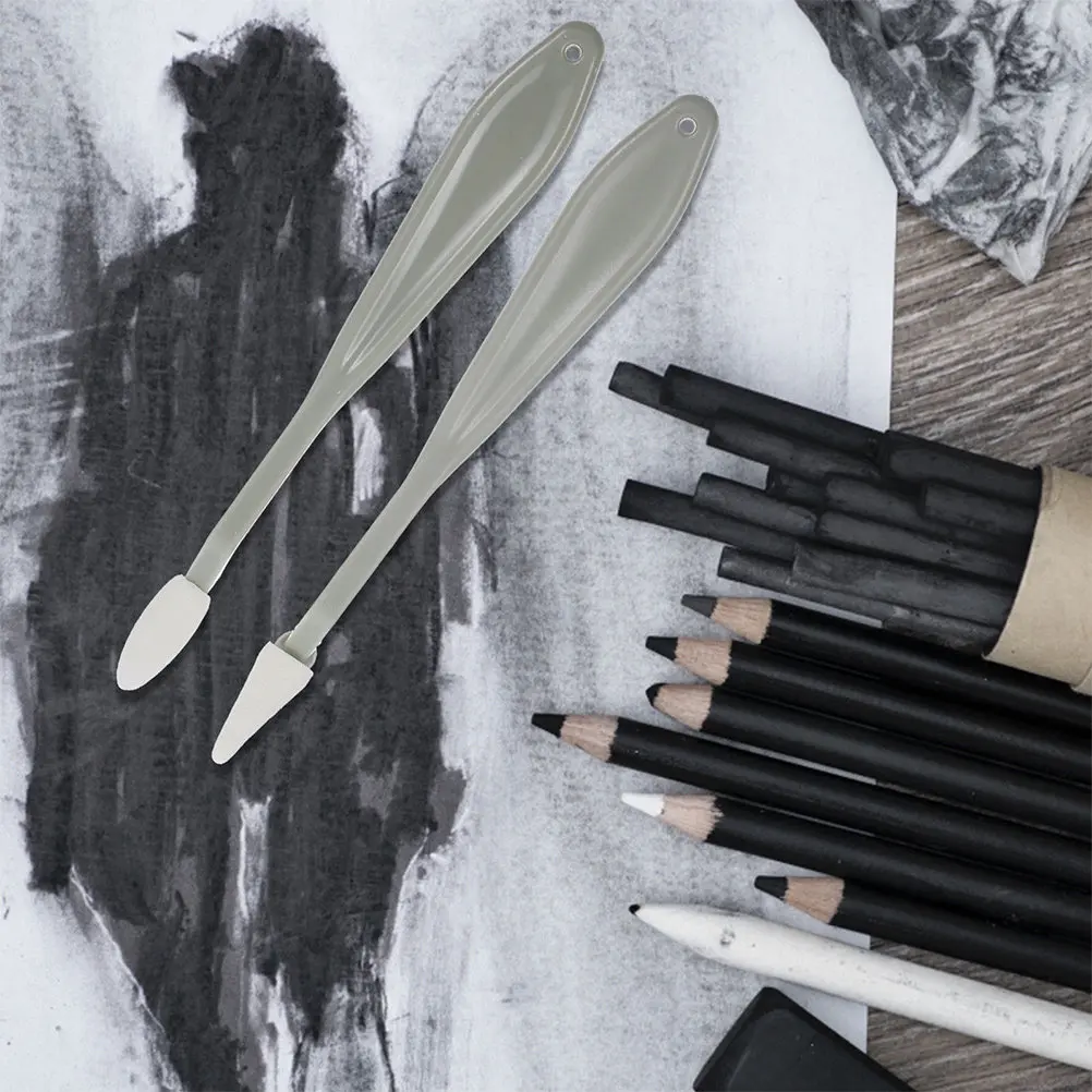 2Sets Sketch Trimmer Erase Sponge Sketch Blender Set Soft Sponge Pads Comfortable Grip Sketching Drawing Tools for Artist Use