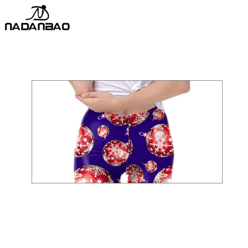 Nadanbao レッドスノーフレークバルーンパターンレギンス女性お祝いパーティーパンツ面白いクリスマスタイツセクシーなダークパープルパンツ