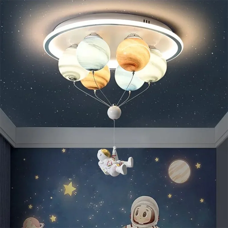 Astronaut Modern Led Ceiling Light Creative Planet Lamp for Children's Room Dining Study Kindergarten Lighting