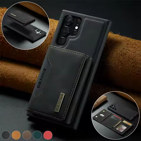 Luxury Magnetic Wallet Case for Samsung Galaxy S24 S23 S20 S21 FE S22 Plus Note 20 Ultra Detachable Card Holder Leather Cover
