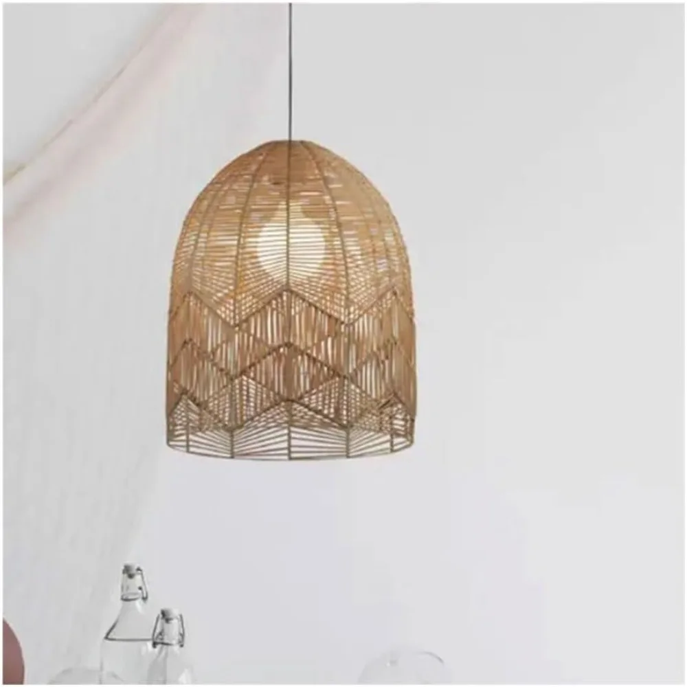 Retro Rattan Pendant Light Japanese Rattan Chandelier Hanging Lamp Bedroom Living Room Dining Room Lamp Bar Home Decoration