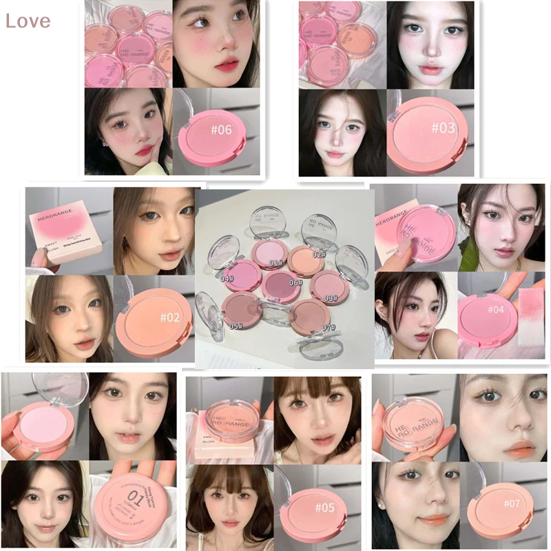 HERORANGE أحادية اللون للوجه لوحة أحمر الخدود طويلة الأمد مقاوم للماء مسحوق مضغوط ماتي أحمر الخدود لتحديد الخدين مستحضرات التجميل السفر #1