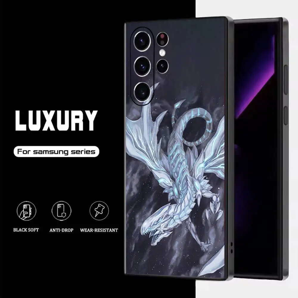Blue-Eyes W-White D-Dragon Phone Case For Samsung S25,S24,S23,S22,S21,S20,S10,Ultra,Plus,Lite,FE,Soft Silicone Black Cover