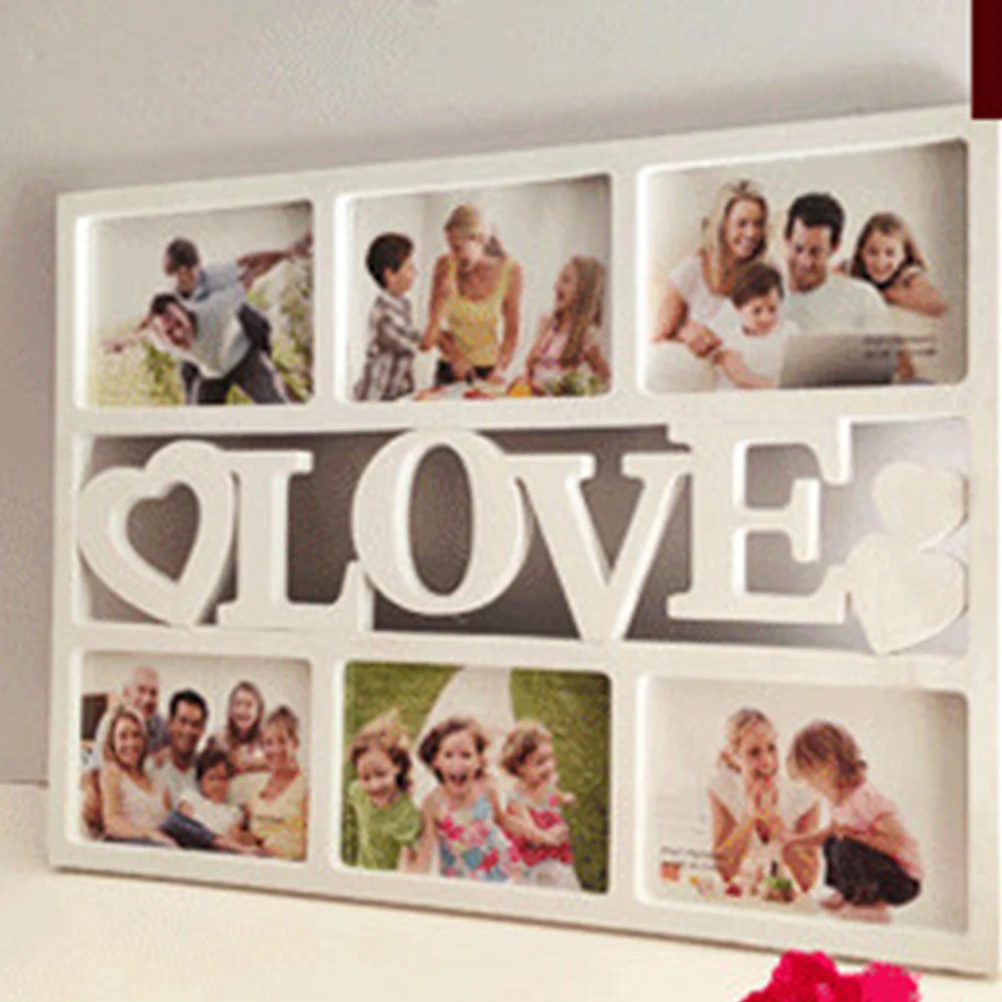 

Retro Style Collage Photo Frame Plastic Square Shape Picture Frames 10x15Cm LOVE photos Frame for Wall Home Decor Eco Friendly