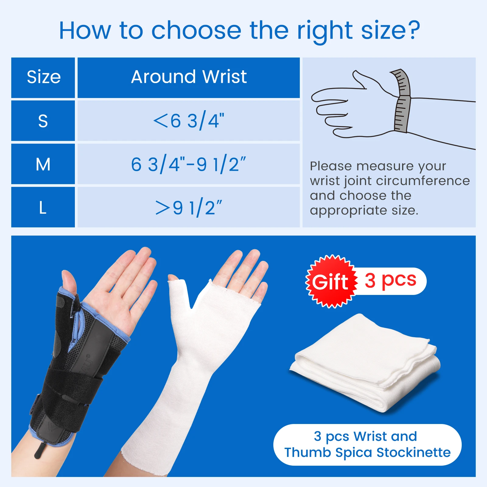 VELPEAU Breathable Wrist Brace for Arthritis Pain, Hand Sprain and Fixation, Adjustable Wrist Thumb Splint for Men Women