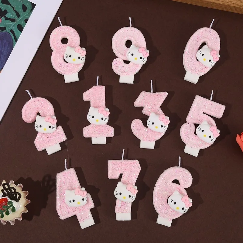 

Kawaii Hello Kitty Number Birthday Candle Sanrio Kitty Cat Digital Candles Birthday Cake Decoration Anniversary Party Candles