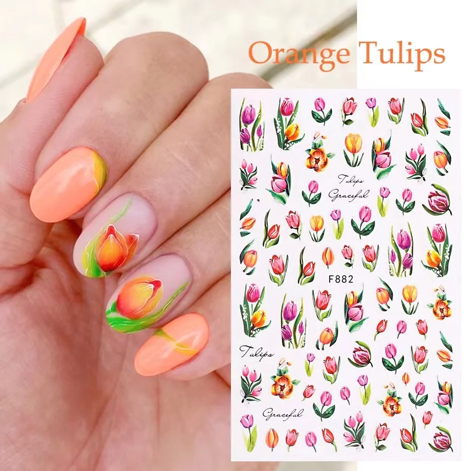 

3D Adhesive Flowers Nail Sticker Tulip Petals Maple Roses DlY Water Proof Nail Decals Nails Art Accessories Nail Art Decorations