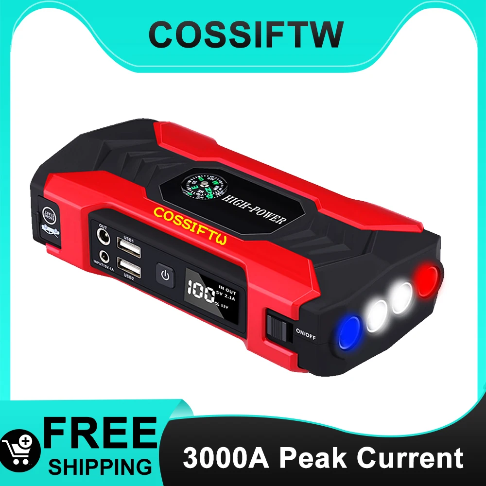 3000A Jump Car Battery Starter Power Bank 12V Starting Device Emergency Lighting Powerful Booster Car Jump Starter