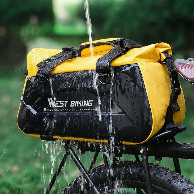 WEST BIKING 13-25L Expandable Bike Trunk Bag MTB Hard Shell Bicycle Rear Carrier Bag Waterproof Travel Suitcases Shoulder Bag