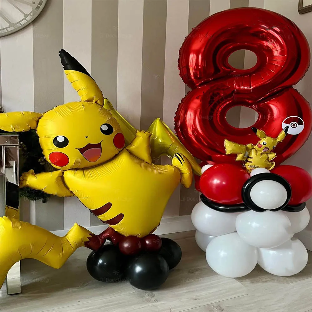 1set Cartoon Pokemon Pikachu Thema Folien Ballons 1-9 Zahlen Ballon Kinder Geburtstag Party Dekoration Lieferungen Baby Dusche geschenke