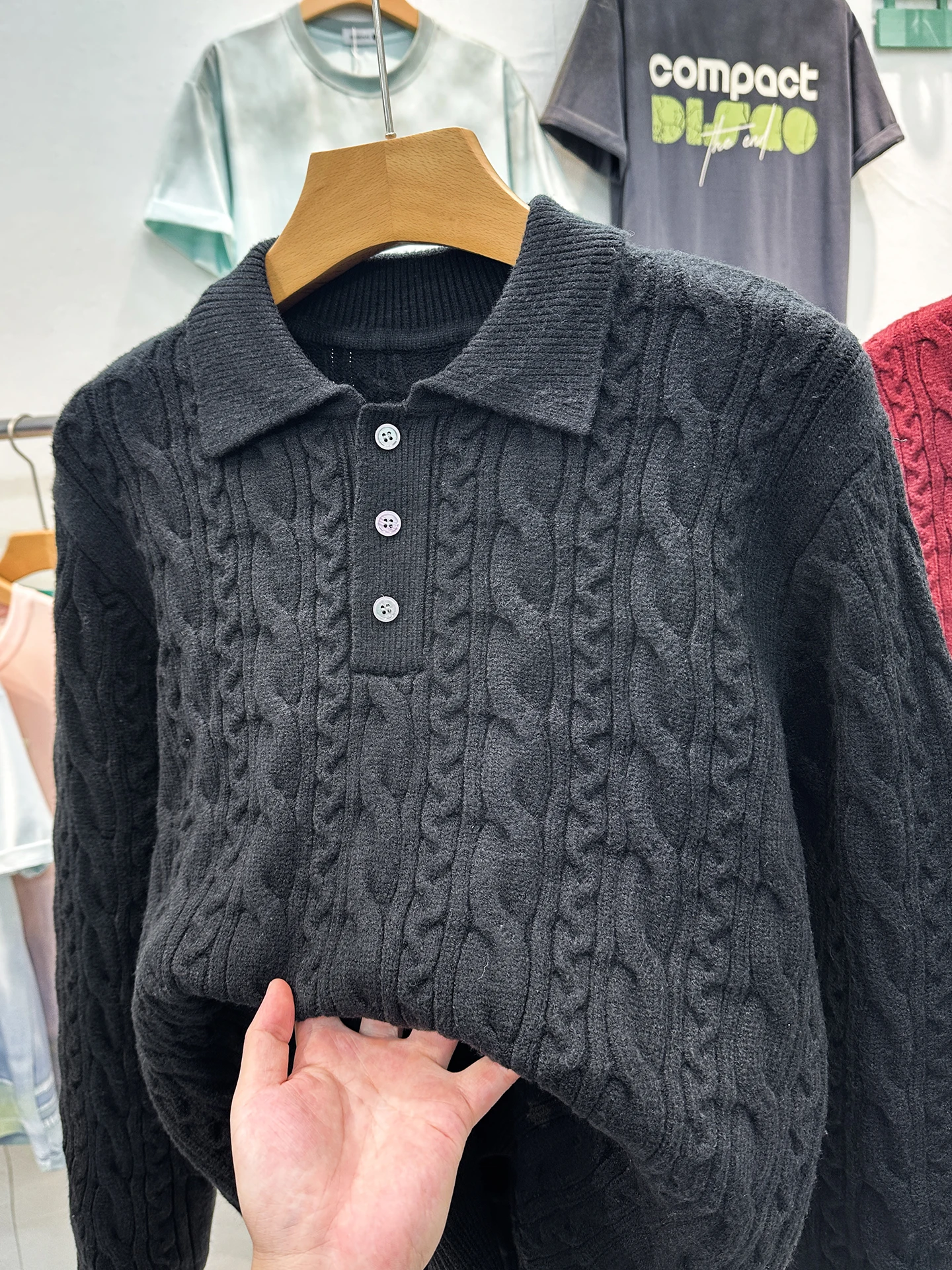 

Мужской вязаный свитер осенне-зимний с узором «косы» и цветочным дизайном, повседневный, мягкий, в американском стиле, с длинными рукавами