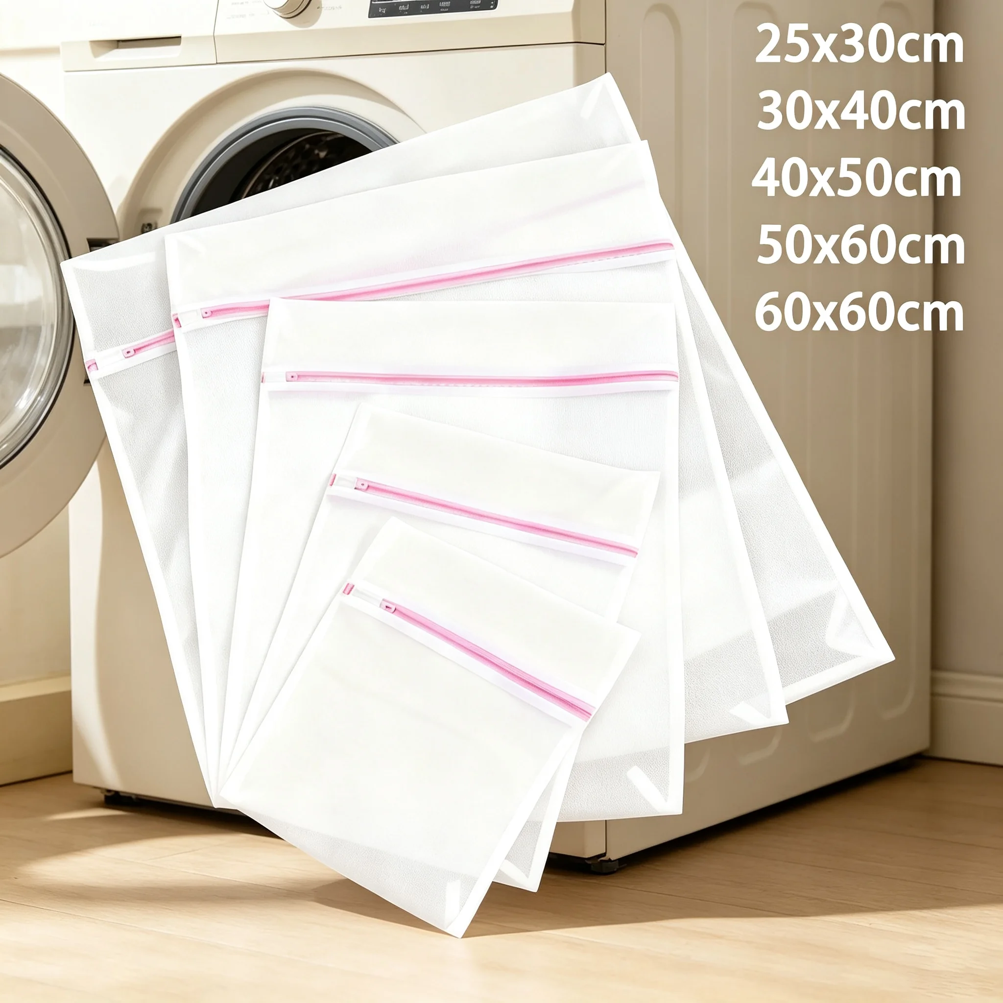 Wholesale 1/2/5PC Washing Bag Clothes Storage Pouch Pink Zipper Durable Large Capacity Delicate Lingerie Fine Mesh Laundry Bags