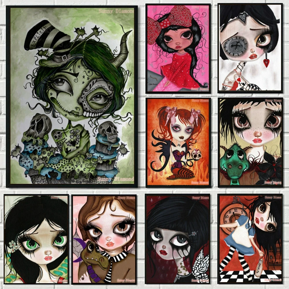 Explicit Zombie Girl 5D Diamond Painting Cartoon Fairies Dragons Cross Stitch Kit Animal Full Drill Wall Art Handmade Home Decor