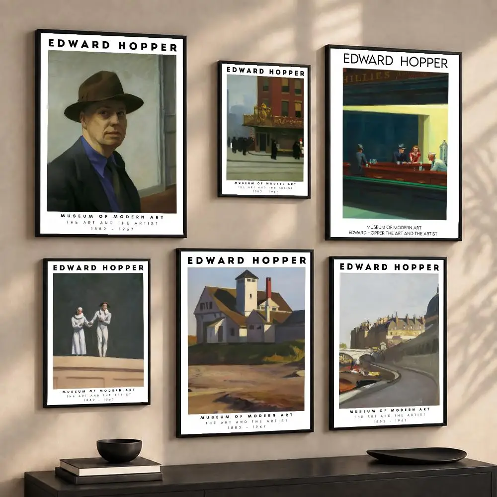 Iconic American Artist E-Edward Hopper Poster Wall Art Print Sticker for Bedroom Living Room Dorm Office Modern Home Decor Gift