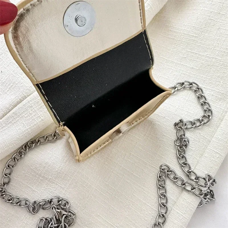 Y2K Vintage Korean Small Chain Shoulder Bag Designer Luxury Clutch Coin Purse Handbags Pink PU Leather Crossbody Ladies Bags image 5