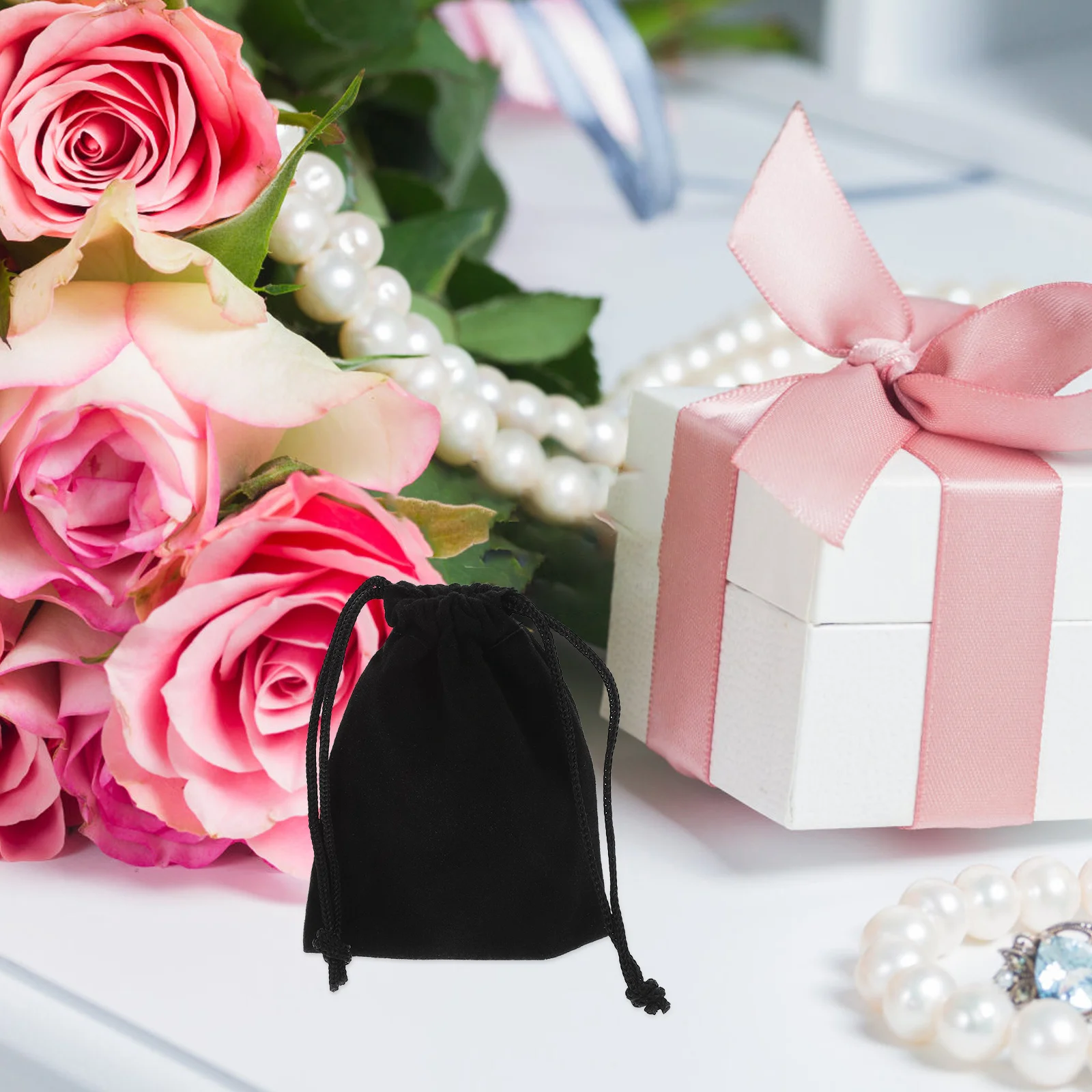 

50pcs Drawstring Pouch 7X9Cm Black Small Storage Bag For Jewelry Coins Candy Gifts Party Favor Organizer Pouch