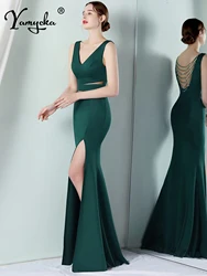 Sexy backless black rhinestone summer dress women elegant luxury wedding party dress long bridesmaid evening dresses vestidos