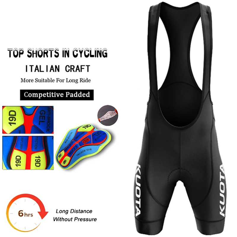 

KUOTA Men's Cycling Bib Shorts Outdoor Wear Bike Ride 7 Hours Padded Pro Team Riding Bib Tights Breathable MTB Cycling Shorts
