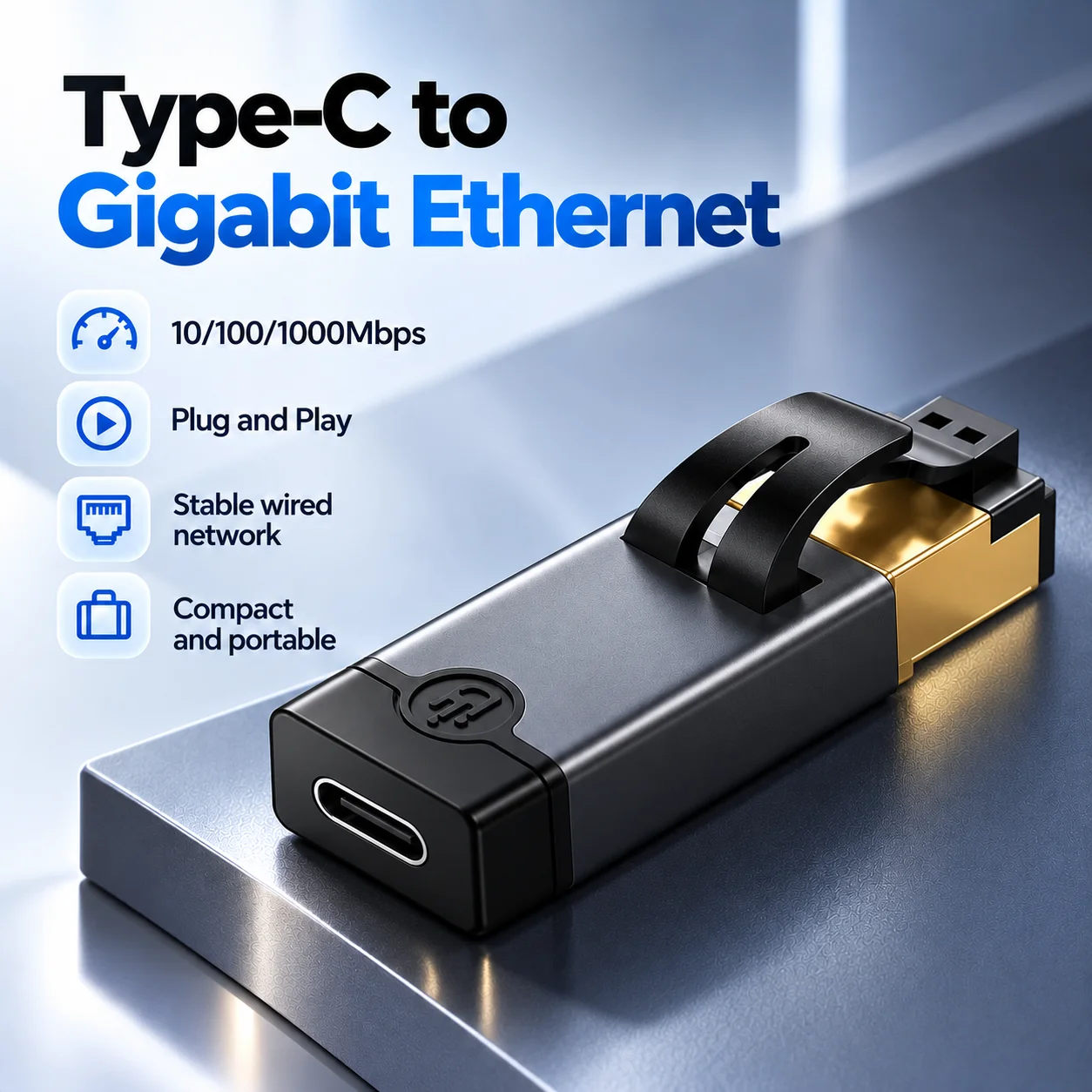 TYPE C Female to Ethernet Adapter Portable 1Gbps Gigabit High-Speed RJ45 To USB-C Network Adapter For Smartphone PC Laptop