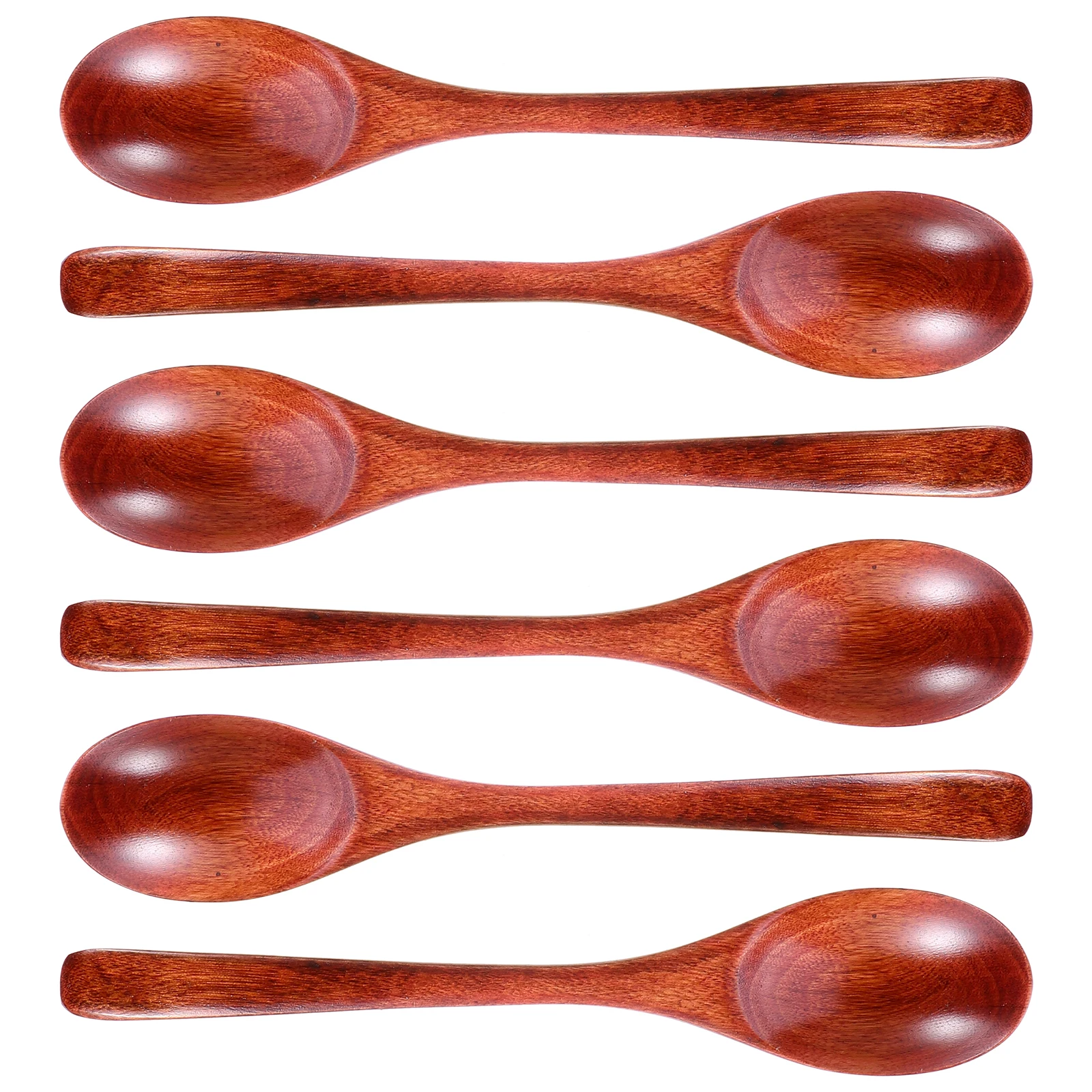 

6Pcs Solid Wood Soup Spoon Thickened Natural Anti-Rust Dessert Coffee Cake Serving Utensil for Home Restaurant Hot Pot Party