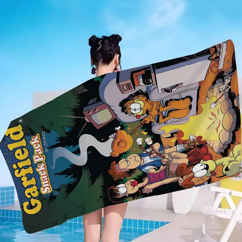 1pc G-Garfield Microfiber Printed Beach Towel Mountain Climbing Yoga Beach Swimming Running Absorbent Soft Towel