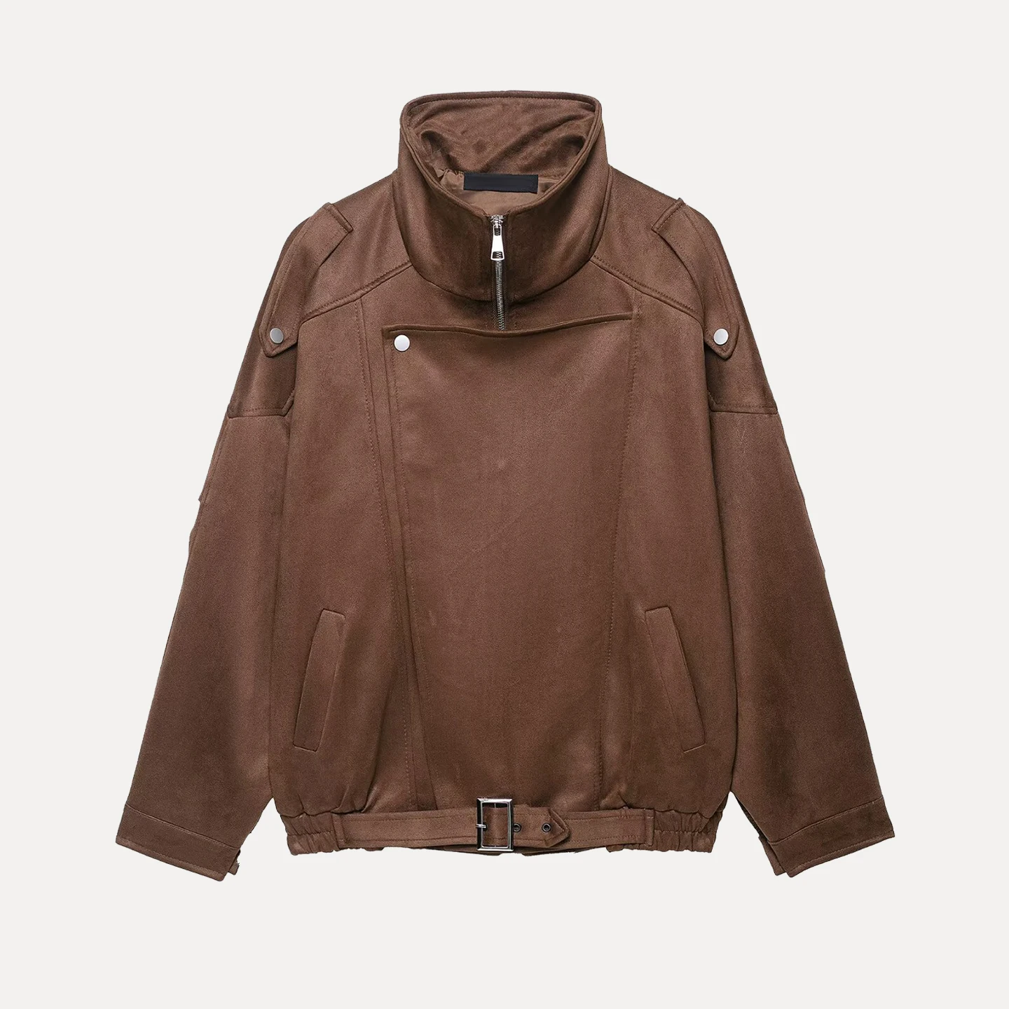 Fall 2025 Women's Faion Loose Zipper Deer Suede Jaet Personalized Work Resumption ort Outerwear Ladies' Premium Clothing