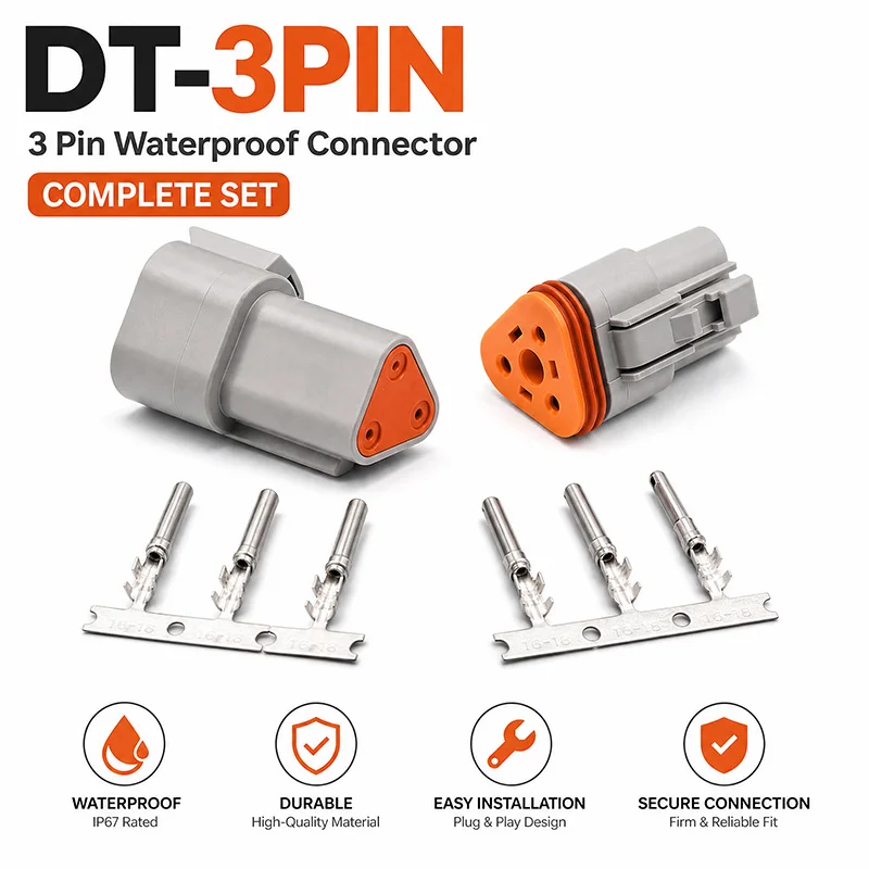 Deutsch DT 3-Pin Wasserdichter Steckverbinder-Kit DT06-3S DT04-3P Auto Stecker-Buchse Versiegelter Stecker Automobil-Elektrosteckverbinder 12V 24V