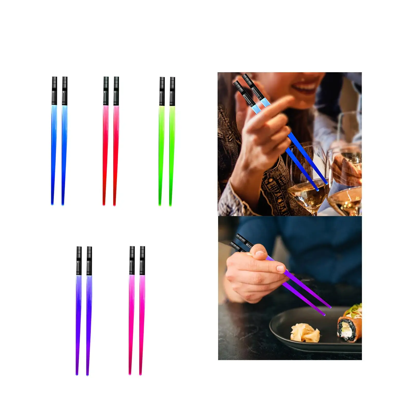 Lightsaber Chopsticks Light up Party Portable Lightweight Glow Sticks Chopstick for Birthday Clubs Concerts Halloween Festival