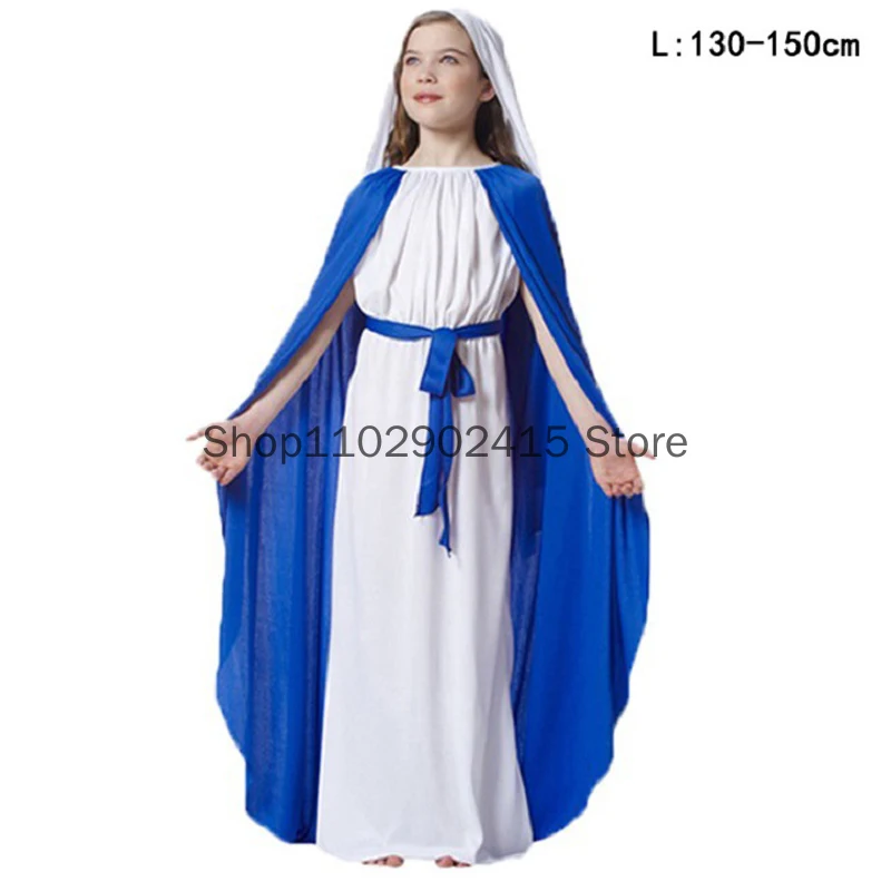 

Halloween Adult Children Christ Jesus Virgin Mary Cosplay Costume For Men Women Jesus Robe Cloak Uniform Set Purim Party Outfits