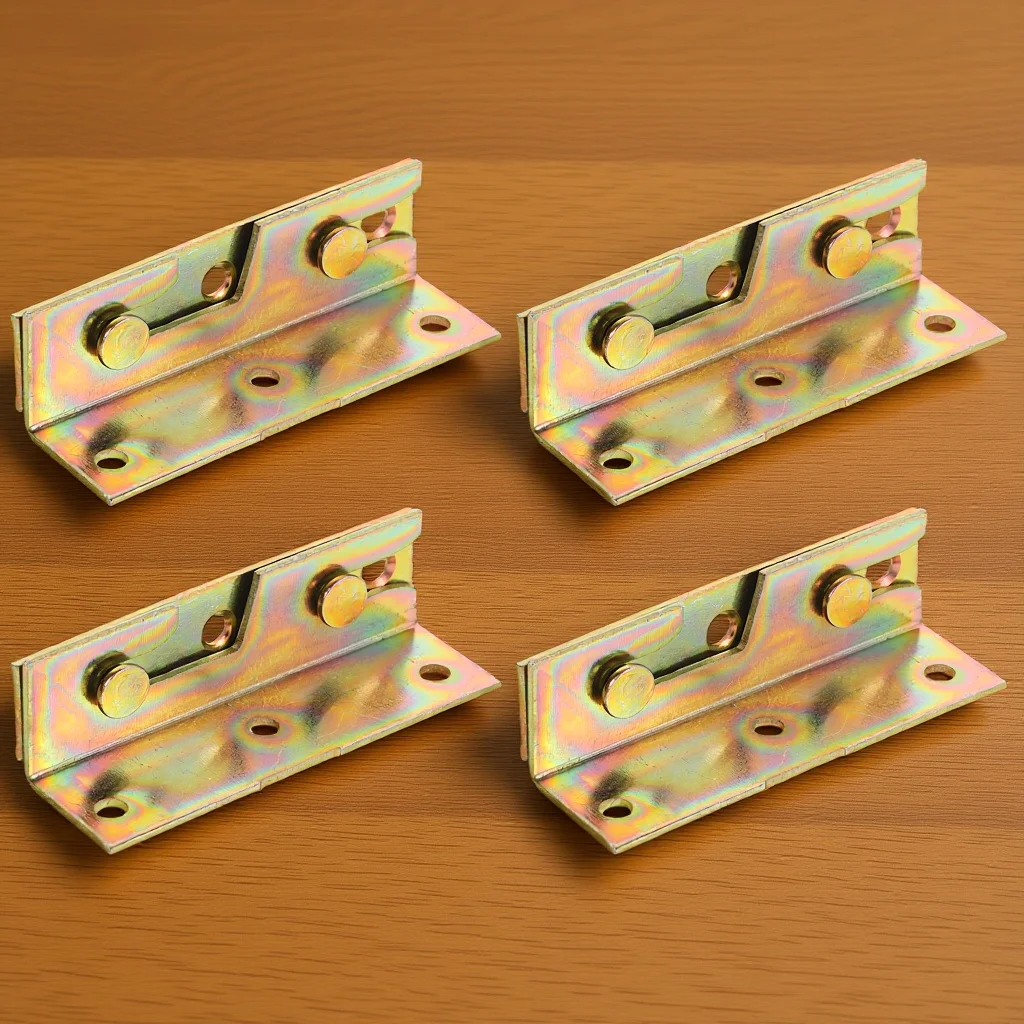 

4Pcs Bed Rail Brackets Heavy Duty Iron Furniture Connectors Accurate Stable Bed Frame Replacement Parts Headboard Footboard