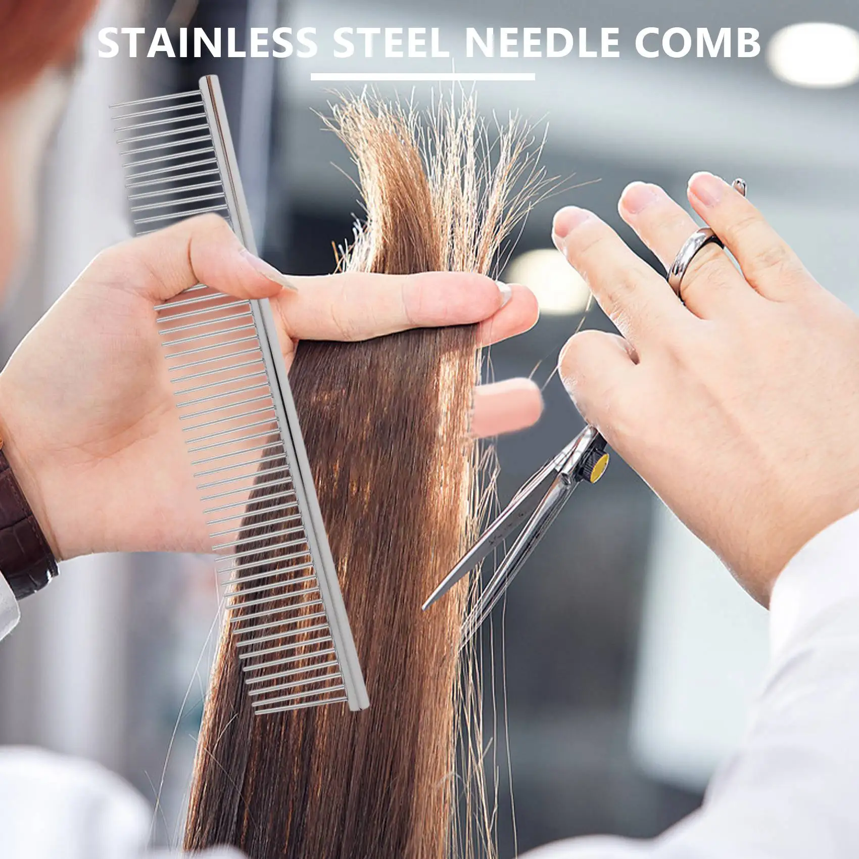 AD04-Popular Beauty Tool Metal Grooming Rake Comb Silver Tone voor Pet Cat Dog