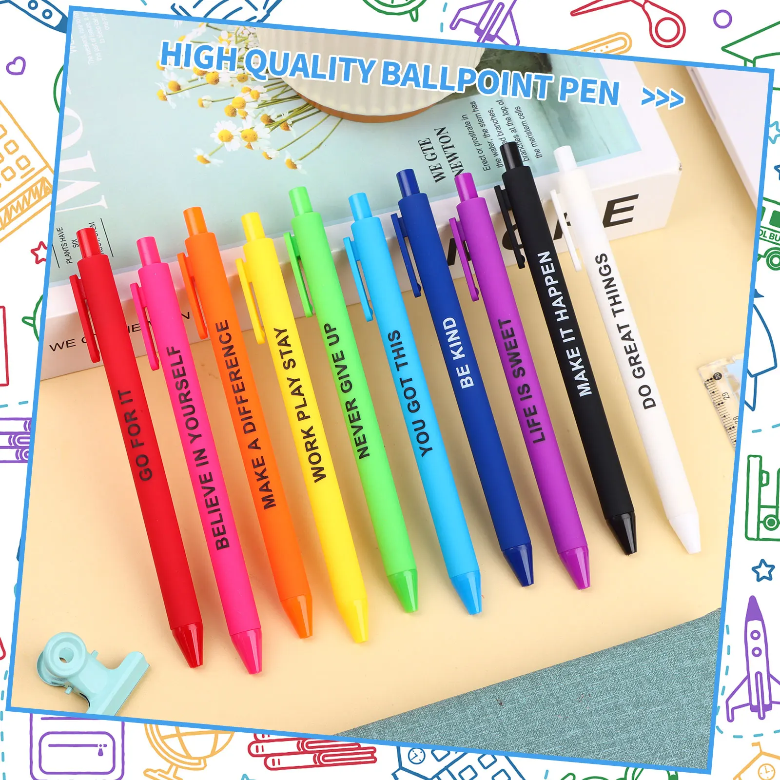 50 Pcs Ballpoint Pens Retractable Writing Pens Bulk With Inspirational Quotes Funny Motivational Messages Pen School Office Acce