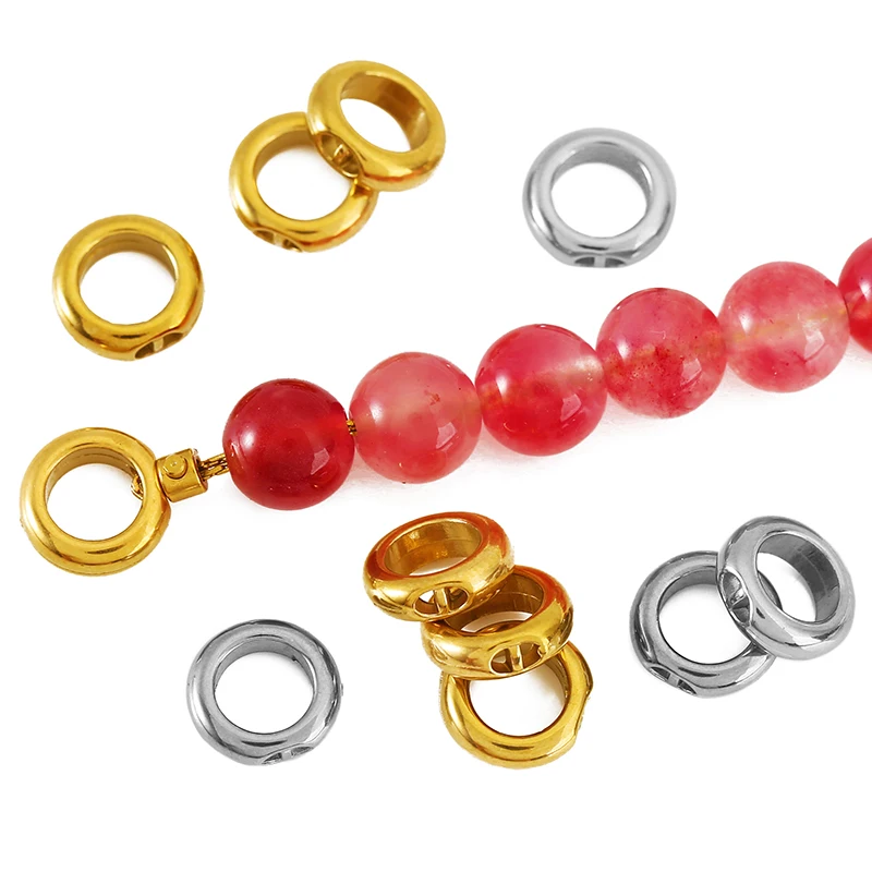 10/30pcs Stainless Steel Round Thick End Clasps Double Hole Connector Hooks for Bracelet Necklace DIY Jewelry Making Supplies