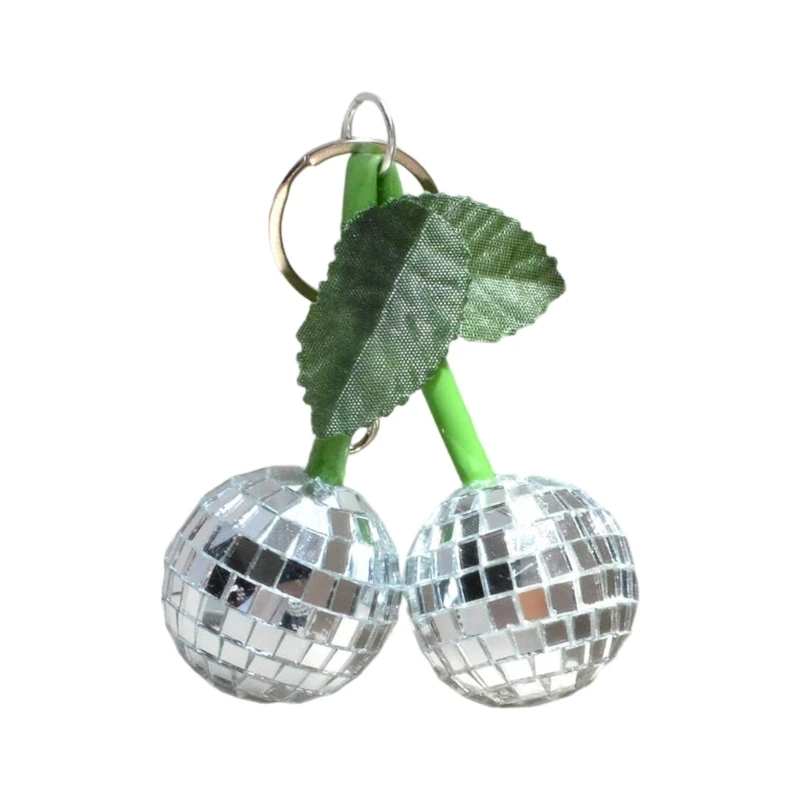  Mirror Finish Cherry Keychain Retro Disco Design Bag Phone Chain Home Decoration