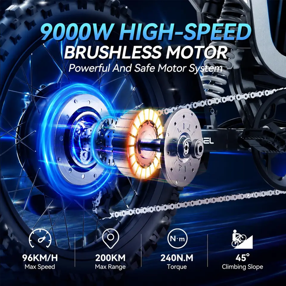 SLDBK R19 Electric Bike High Power 9000W Adult Electric Motorcycle 72V40Ah Battery Off-Road E-bike Use 85kmh Mountain Dirt EBike image 4