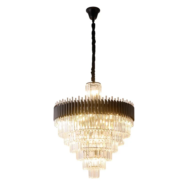 Modern Luxury Living Room Crystal Chandelier High Quality Black Cristal Luster Hanging Led Crystal Lamp