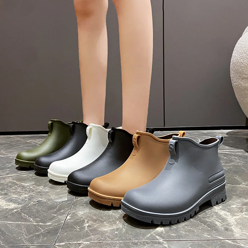 Fashion Men Women's Ankle Rainboots Shoes Garden Work Galoshes Fishing Rainboots Lovers Waterproof Rain Shoes Students Footwear