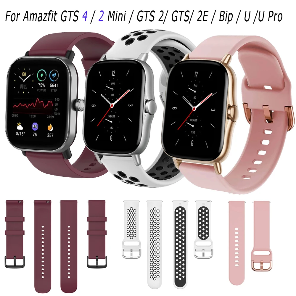 20mm Silicone Watch Strap For Amazfit 2 Mini Strap Replacement Strap For Amazfit GTS/GTS 2e/GTS 2 Strap For Amazfit Bip U/U Pro