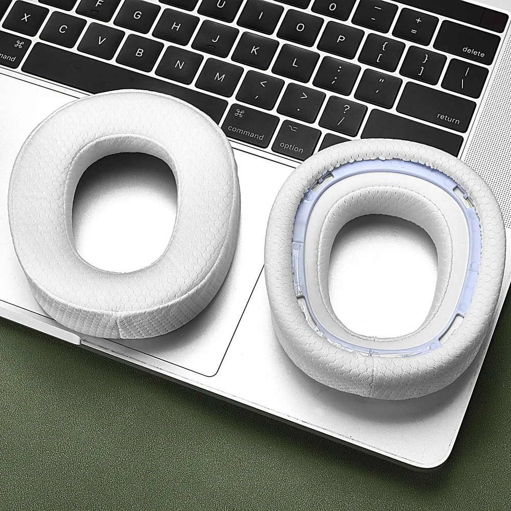 Replacement Earpad Cushions for For LOGITECH G735 Headphones White Protein Leather 9cm 3cm 10.3cm Easy Install