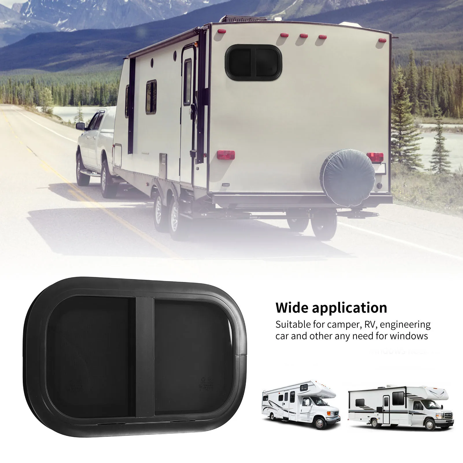 

RV Window Window RV Sliding Window L500 H300mm Tempered Glass UV Insect Screen for Trailer