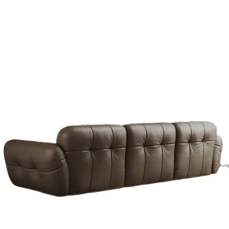Select high-quality Italian light luxury leather sofa, large and small apartment living room straight row first layer cowhide