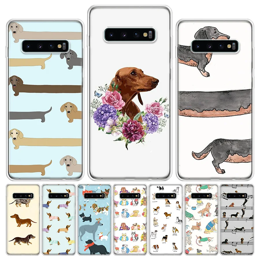 Dachshund dog Phone Case For Samsung Galaxy S24 S22 Ultra S21 Plus Capa S20 S23 FE S10 S9 S8 Plus Cover Shell Clear TPU Protecti