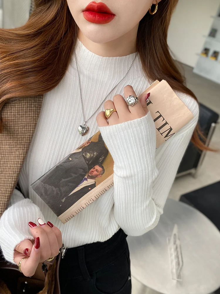 Sweater Women's Autumn and Winter 2023 New Fit Versatile Wool Knit Long Sleeve Top Spring and Autumn Underlay