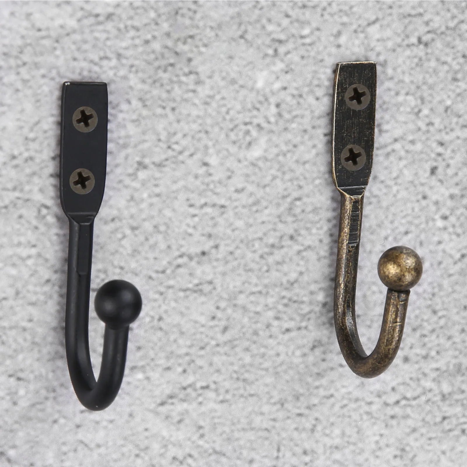 5pcs Wall Door Hooks Single Prong Coat Hanger Furniture Kitchen Pot Handbag Bag 50*23mm Black Antique Bronze W/screws Bathroom image 2