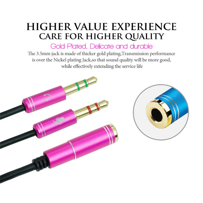 3.5mm Headphone Stereo Audio Mic Y Splitter 3.5 mm Audio  Microphone to 4 Pole Jack Aux Adapter for 4 pin 3.5mm Plug Earphone