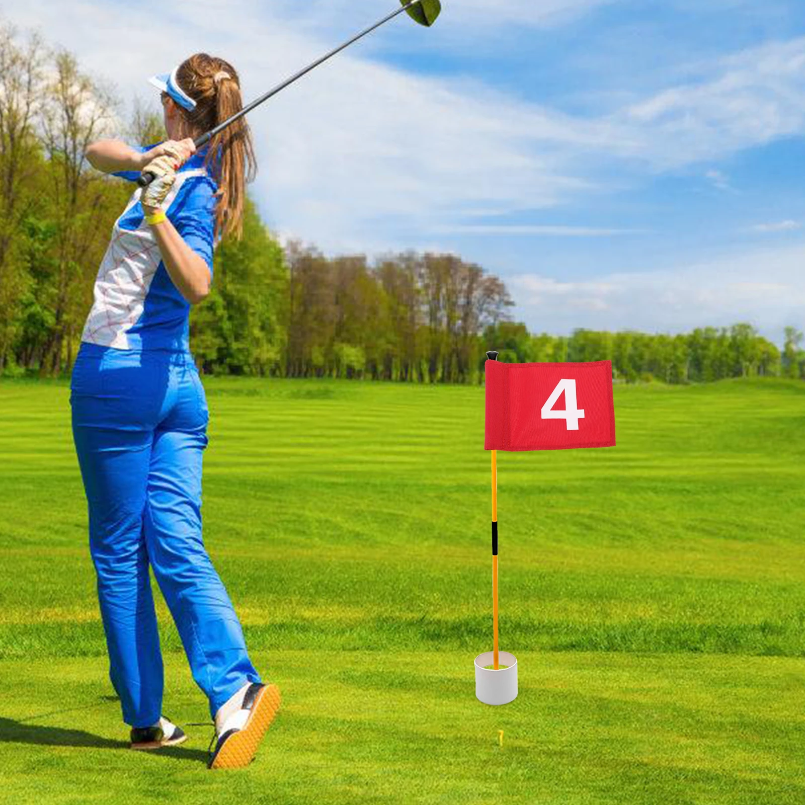 

1pcs Durable Nylon Golf Training Numbered Design Lightweight Wear-Resistant Outdoor Practice Flag For Putting Course Portable